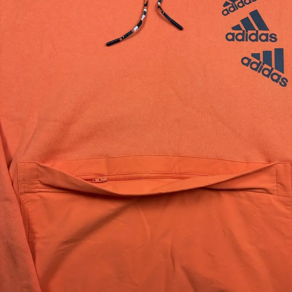 ADIDAS MEN'S ORANGE FULL ZIP HOODIE SWEATSHIRT LONG SLEEVE SIZE 2XL
